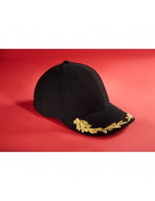 Special cap with embroidery "oak leaves" in lurex on the peak