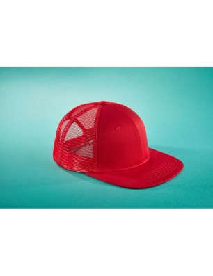 Trendy 6 panel mesh cap with a flat peak made of polycotton