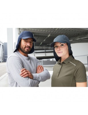 6 panel cap with extra long neck guard