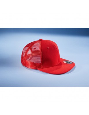 6 panel mesh cap with flat peak