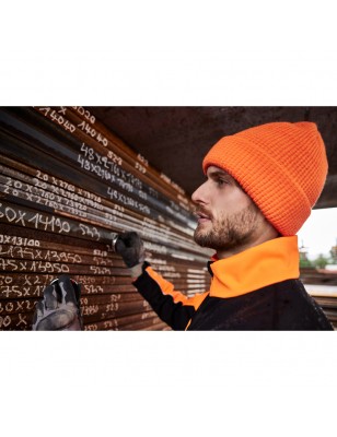 Warm knitted beanie with reflective accents (without protective