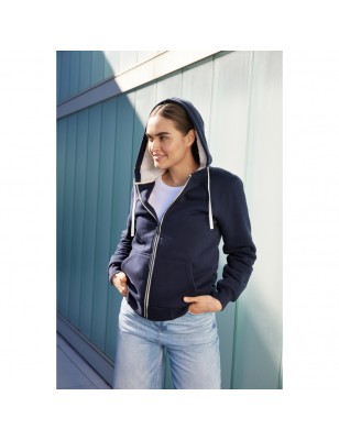 Hooded jacket made of organic cotton with soft Sherpa-lining