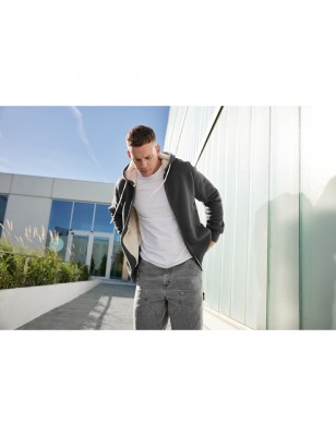 Hooded jacket made of organic cotton with soft Sherpa-lining