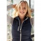 Sporty hooded vest in attractive mixed materials