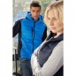 Sporty hooded vest in attractive mixed materials