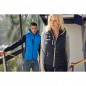 Sporty hooded vest in attractive mixed materials