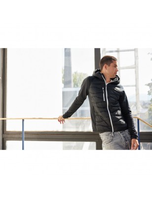 Sporty hooded jacket in attractive mixed materials