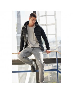 Sporty hooded jacket in attractive mixed materials