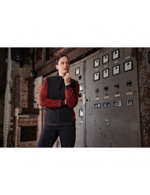 Padded jacket with stand-up collar in attractive mixed materials