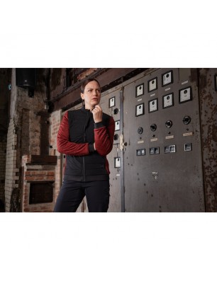 Padded jacket with stand-up collar in attractive mixed materials