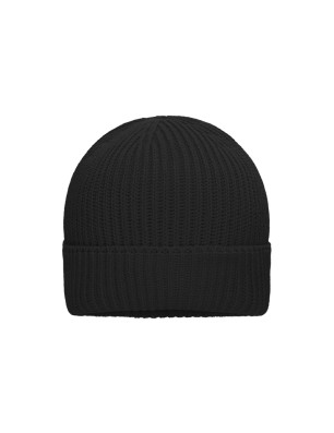 Coarse knit winter beanie with brim