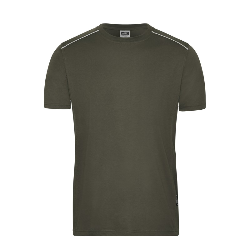 Hard-wearing and easy-care T-shirt with contrasting piping