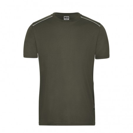 Hard-wearing and easy-care T-shirt with contrasting piping