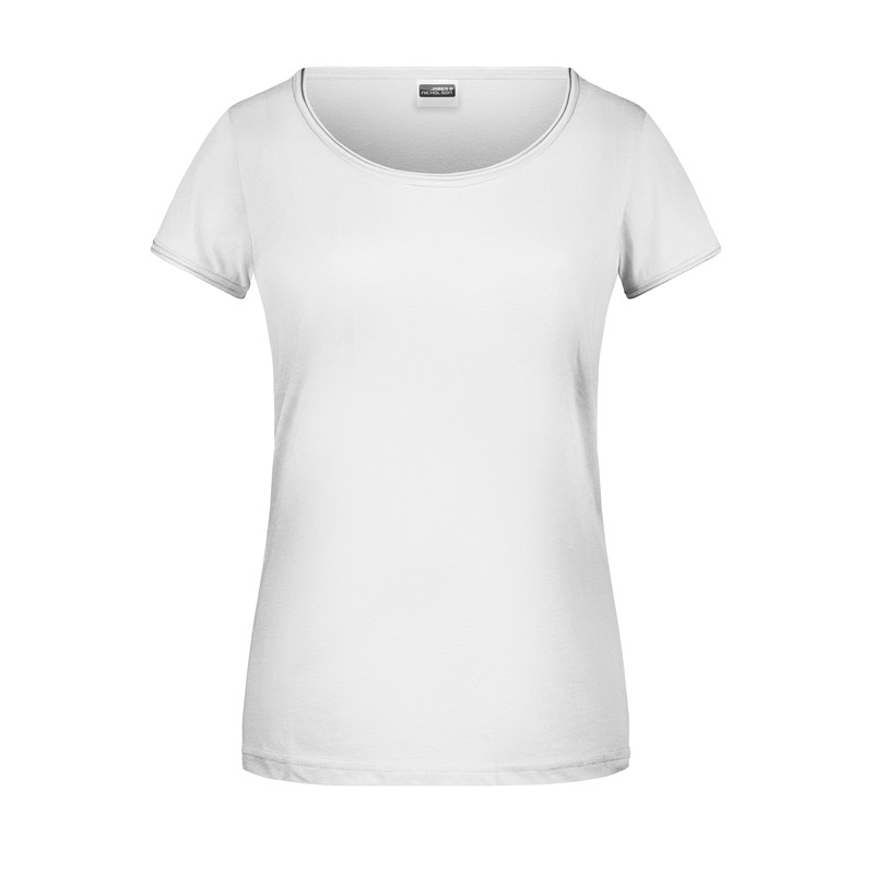 Ladies' T-shirt with trendy roll hem