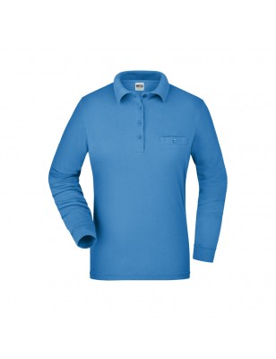 Durable, easy care long-sleeved poloshirt with breast pocket