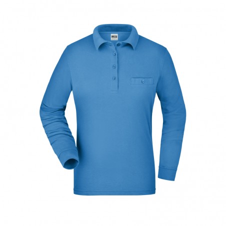 Durable, easy care long-sleeved poloshirt with breast pocket