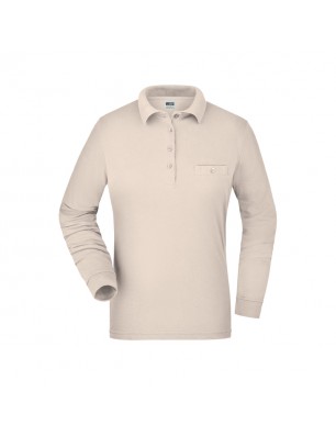 Durable, easy care long-sleeved poloshirt with breast pocket