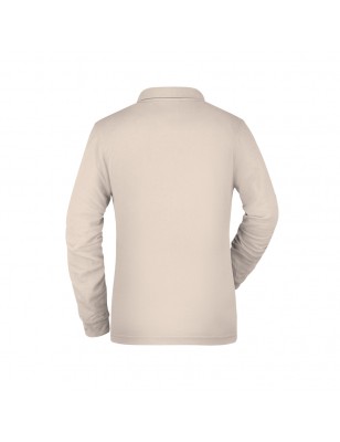 Durable, easy care long-sleeved poloshirt with breast pocket