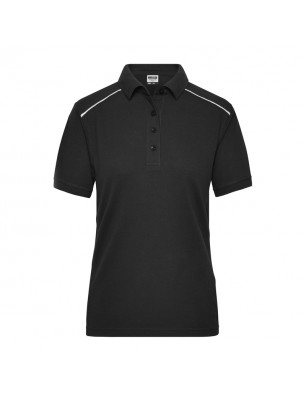 Hard-wearing and easy-care polo shirt with contrasting piping