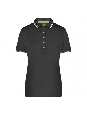 Poloshirt with fashionable contrasting stripes on collar and sleeves