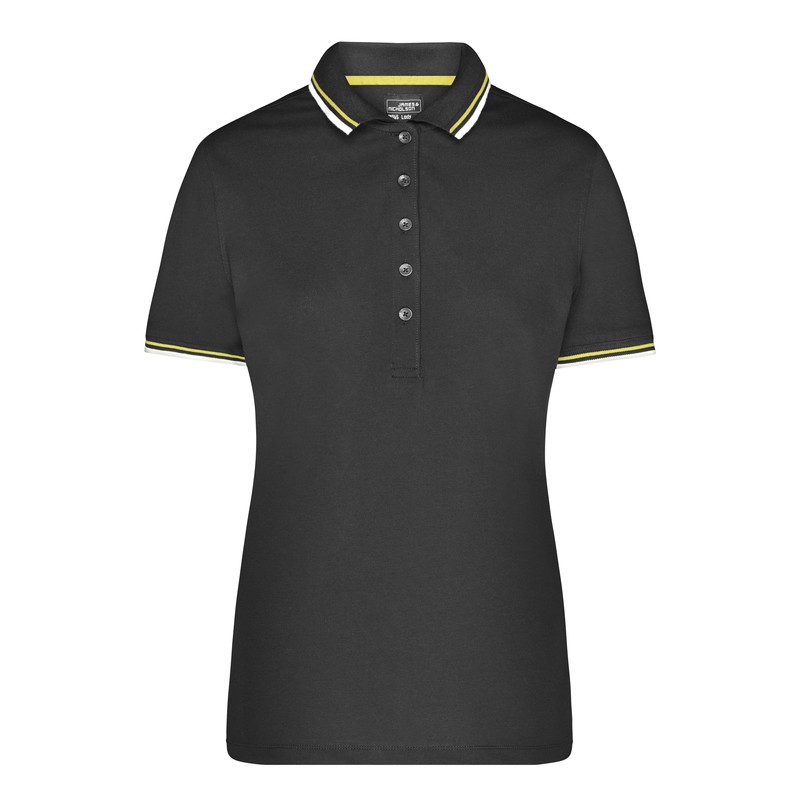 Poloshirt with fashionable contrasting stripes on collar and sleeves