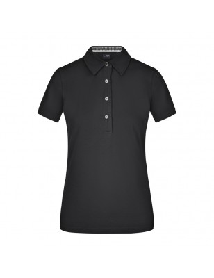 Ladies' polo with fashionable inset