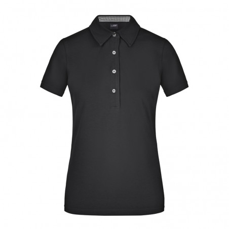 Ladies' polo with fashionable inset