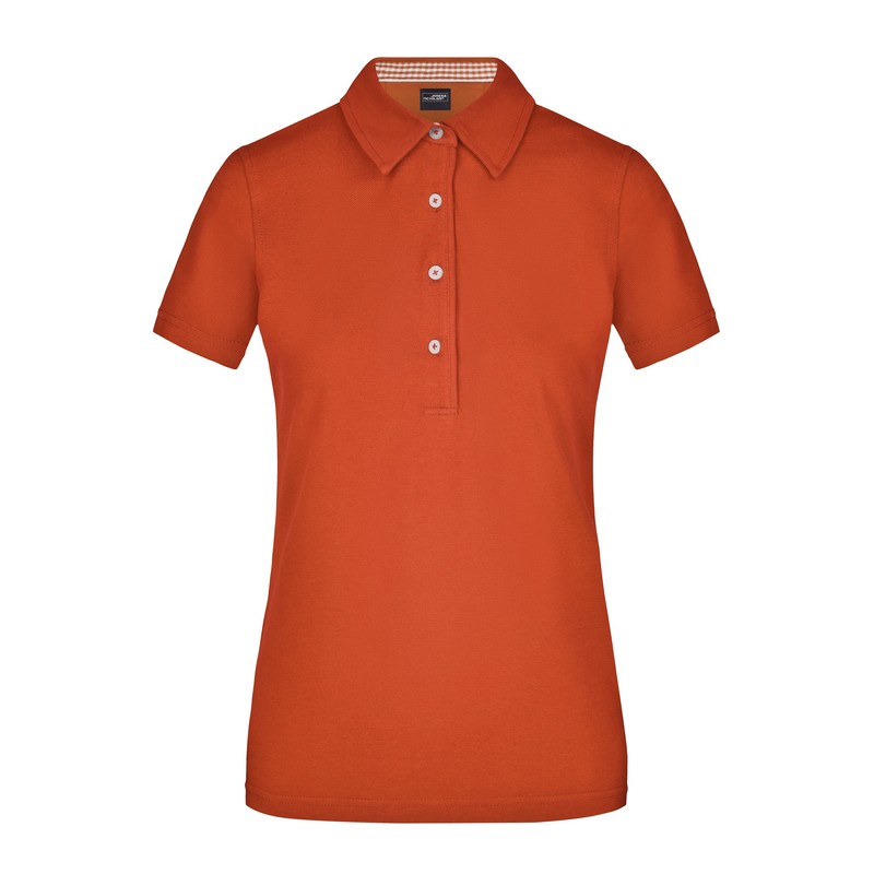 Ladies' polo with fashionable inset