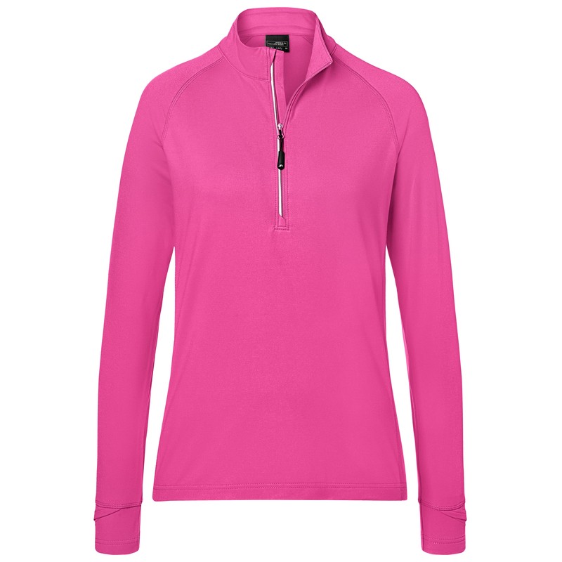 Long-sleeved zipped T-shirt for sports and leisure