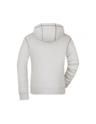 Hooded sweatshirt with fashionable contrasting seams