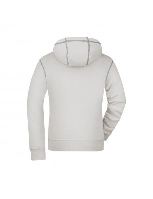 Hooded sweatshirt with fashionable contrasting seams