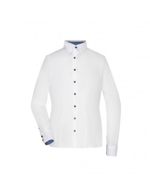 Shirt with trendy insets on collar and cuffs