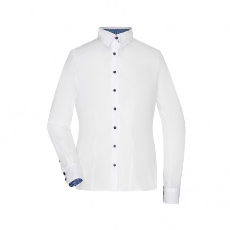 Shirt with trendy insets on collar and cuffs