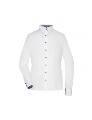 Shirt with trendy insets on collar and cuffs