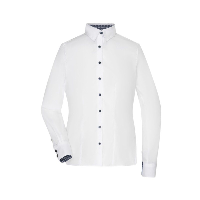 Shirt with trendy insets on collar and cuffs