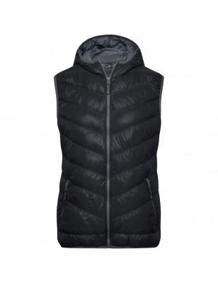 Ultra light down vest with hood in casual style