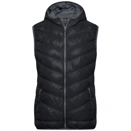 Ultra light down vest with hood in casual style