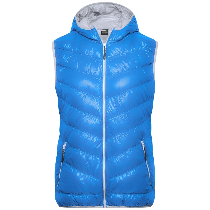 Ultra light down vest with hood in casual style