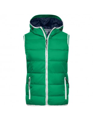 Fashionable padded vest with hood