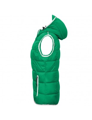 Fashionable padded vest with hood