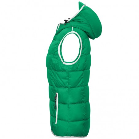 Fashionable padded vest with hood