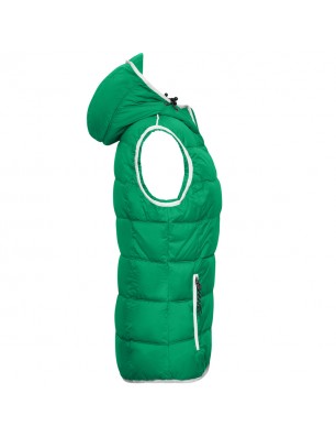 Fashionable padded vest with hood