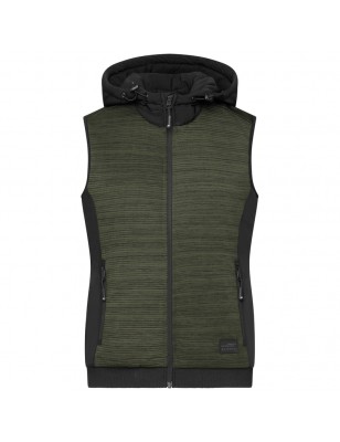 Padded knitted fleece vest in attractive material mix