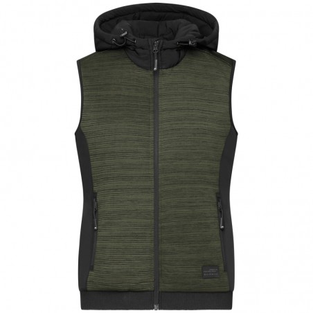 Padded knitted fleece vest in attractive material mix