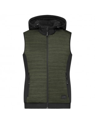 Padded knitted fleece vest in attractive material mix