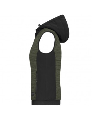 Padded knitted fleece vest in attractive material mix