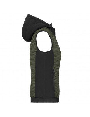 Padded knitted fleece vest in attractive material mix