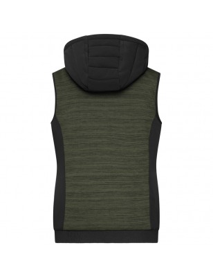 Padded knitted fleece vest in attractive material mix