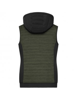 Padded knitted fleece vest in attractive material mix