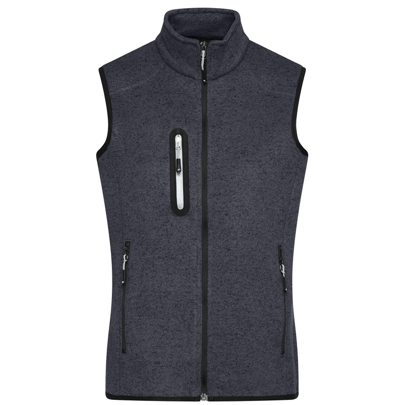 Knitted fleece vest with stand-up collar